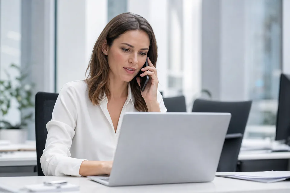 Recruiter confirming an interview on her phone